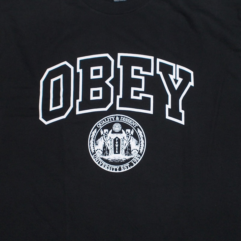 OBEY L/STシャツ UNIVERSITY CLASSIC L/S T-SHIRT ブラック 商品画像 フロントプリント