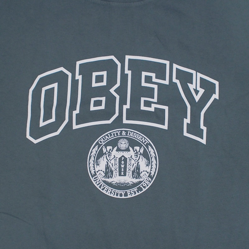 OBEY Tシャツ UNIVERSITY PIGMENT T-SHIRT フォレスト 商品画像 フロントプリント
