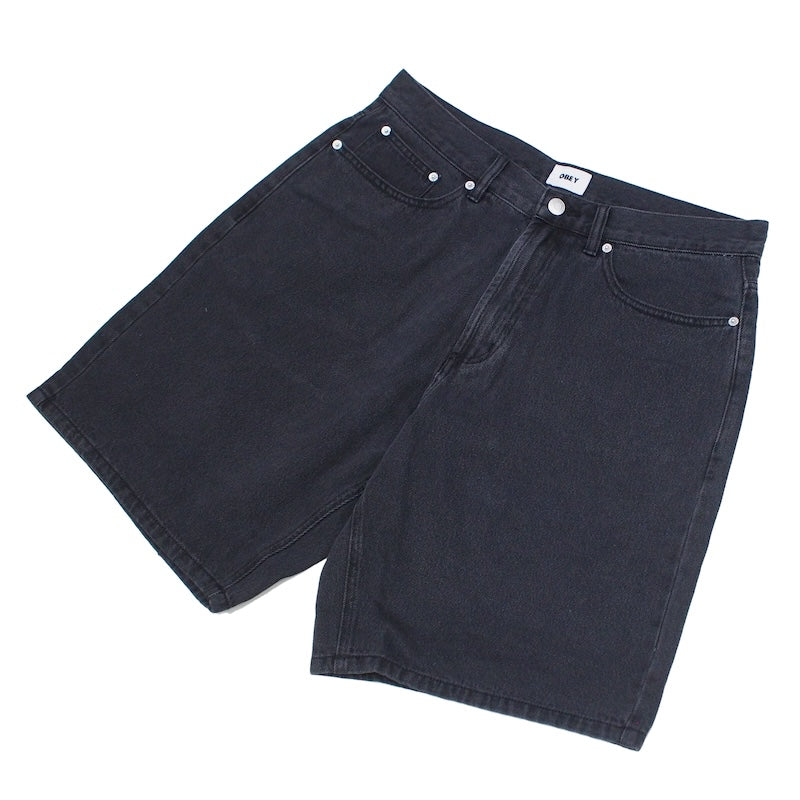 OBEY ショーツ EMERSON DENIM SHORT ブラック 商品画像 斜め