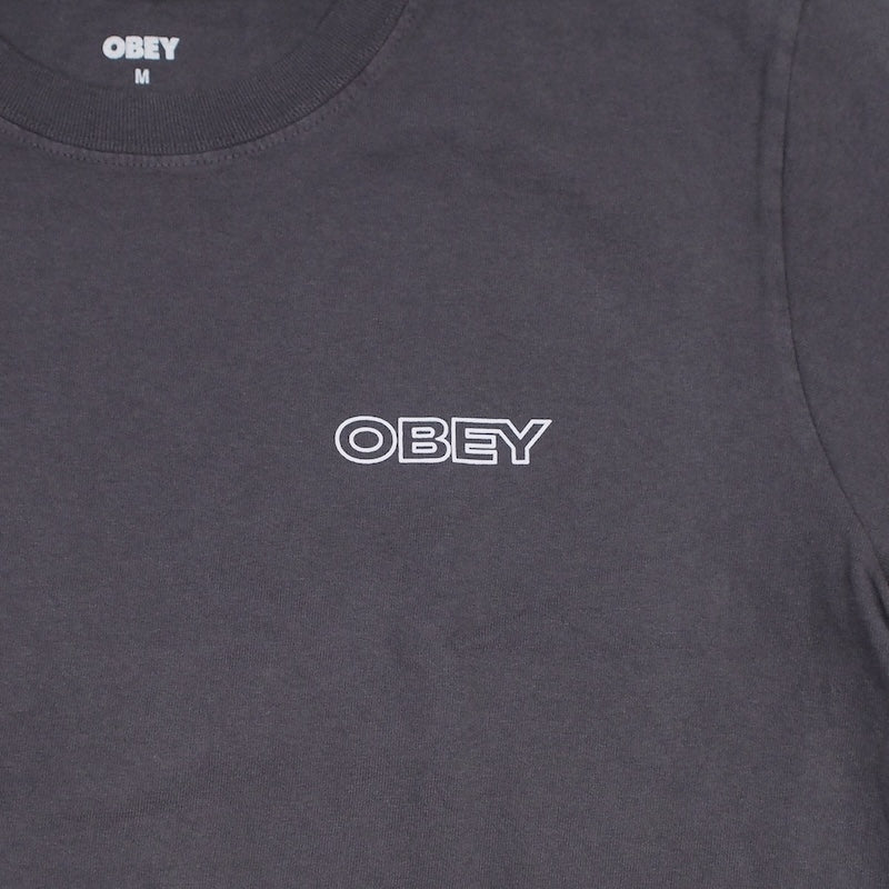 OBEY Tシャツ RIPPLE PIGMENT T-SHIRT ブラック 商品画像 フロントプリント