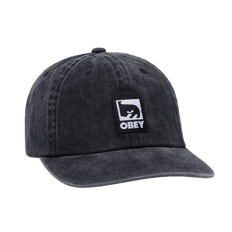 OBEY キャップ PIGMENT OBEY LABEL 6 PANEL VELCRO BACK CAP ブラック 商品画像 正面