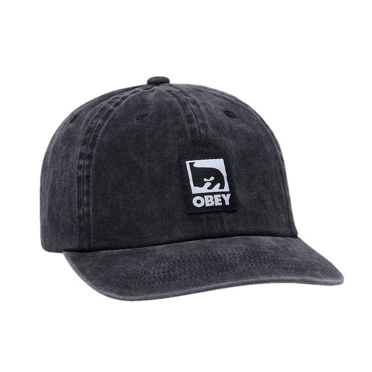 OBEY キャップ PIGMENT OBEY LABEL 6 PANEL VELCRO BACK CAP ブラック 商品画像 正面