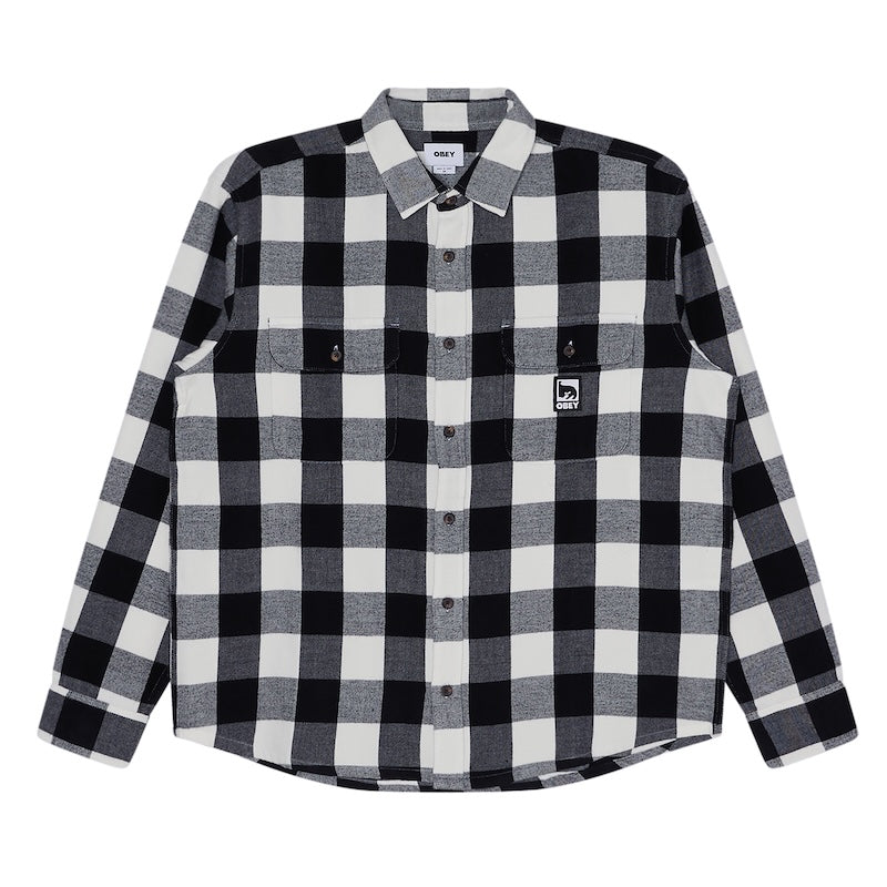 OBEY　L/Sシャツ JONES WOVEN (Vintage White Multi) 商品画像 正面