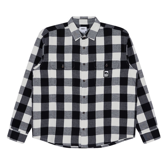 OBEY　L/Sシャツ JONES WOVEN (Vintage White Multi) 商品画像 正面