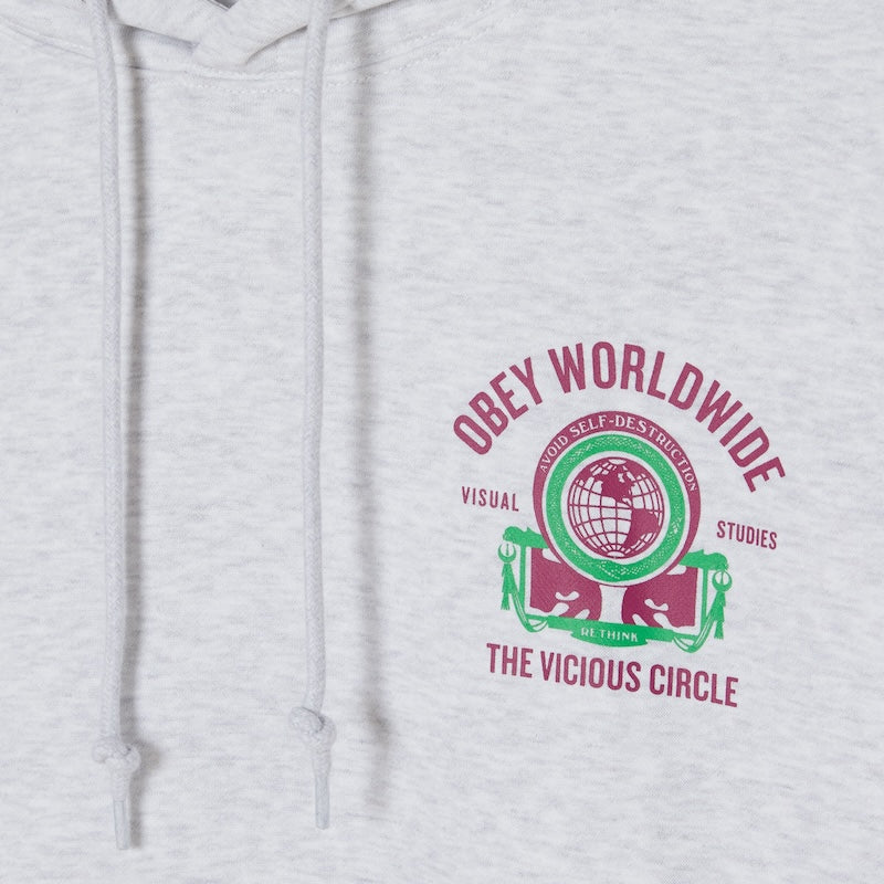 OBEY パーカー VICIOUS CIRCLE PULLOVER HOODIE グレー 商品画像 フロント クローズアップ