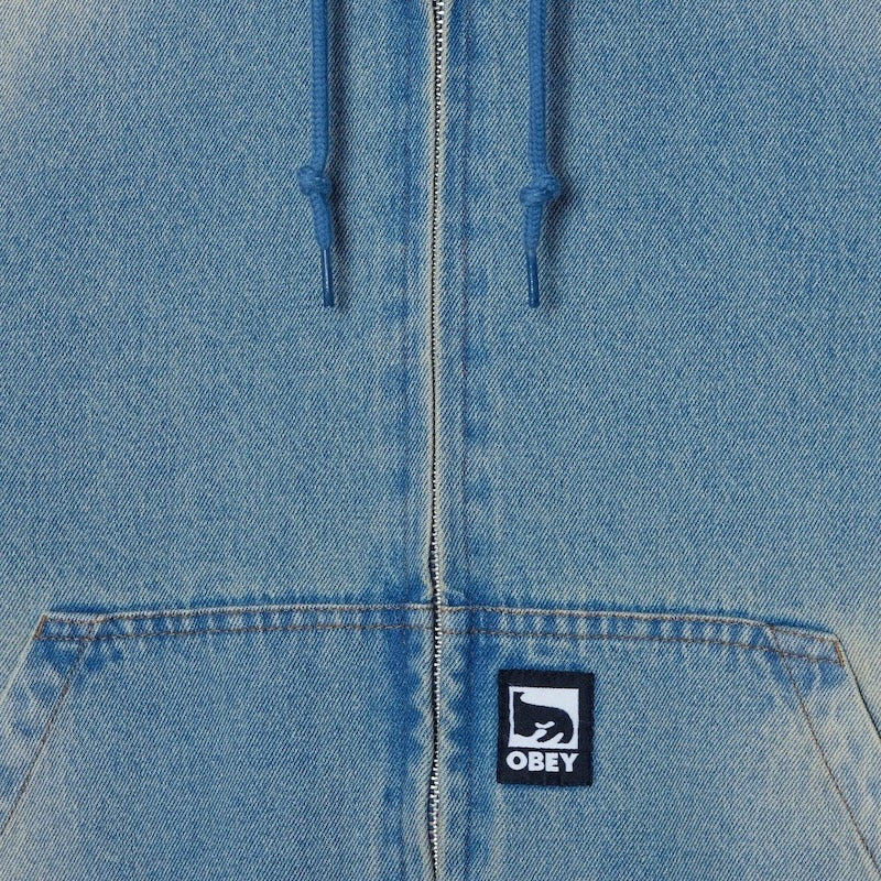 OBEY ジャケット GLEN ZIP UP JACKET インディゴ 商品画像 フロント クローズアップ