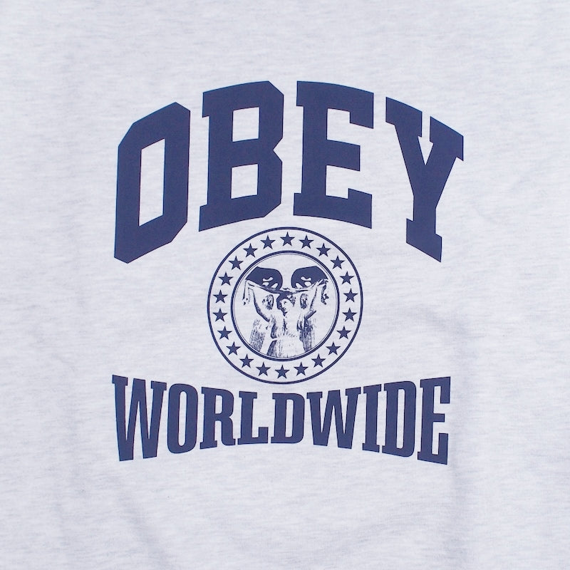 OBEY クルースウェット WORLDWIDE UNI EXTRA HEAVY CREWNECK SWEAT グレー 商品画像 フロントプリント