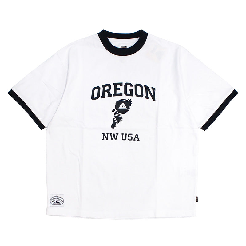 POLeR　Tシャツ　“COLLEGE TRIM TEE"　(White / Black)