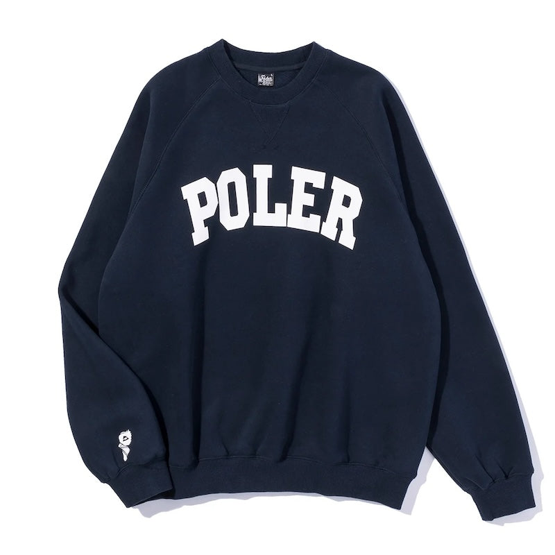 POLeR　クルースウェット　"COLLEGE RAGLAN CREW SWEAT"　(Navy)