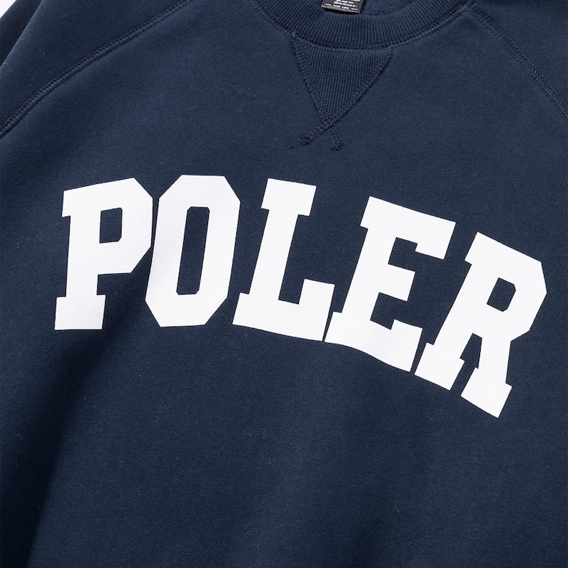 POLeR　クルースウェット　"COLLEGE RAGLAN CREW SWEAT"　(Navy)