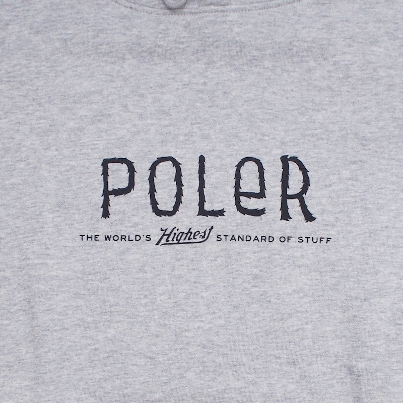 POLeR　パーカー　"FURRY FONT HOOD SWEAT"　(Heather Gray)