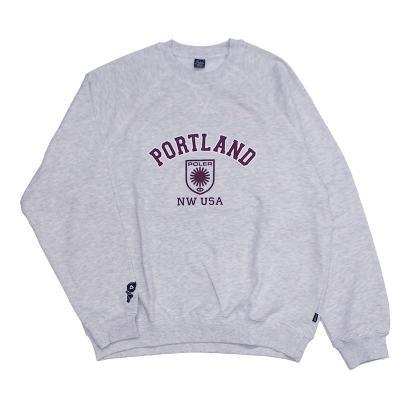 POLeR クルースウェット PORTLAND RAGLAN CREW SWEAT グレー 正面