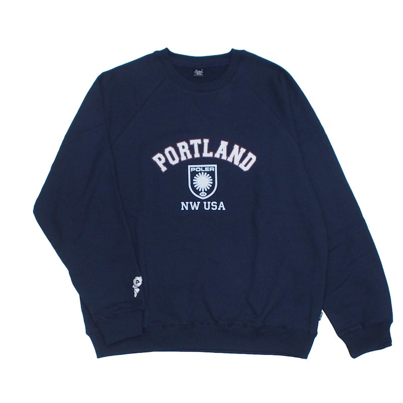 POLeR クルースウェット PORTLAND RAGLAN CREW SWEAT ネイビー 正面