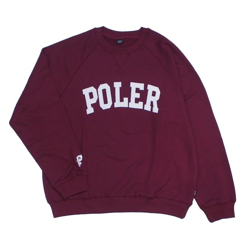 POLeR　クルースウェット　"COLLEGE RAGLAN CREW SWEAT"　(Maroon)