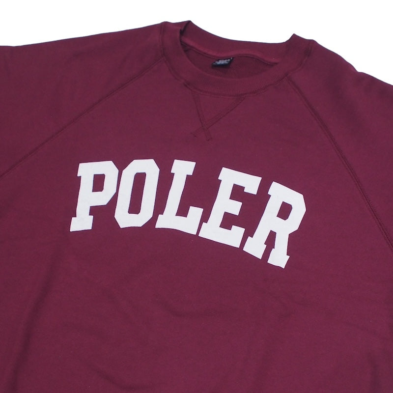 POLeR　クルースウェット　"COLLEGE RAGLAN CREW SWEAT"　(Maroon)