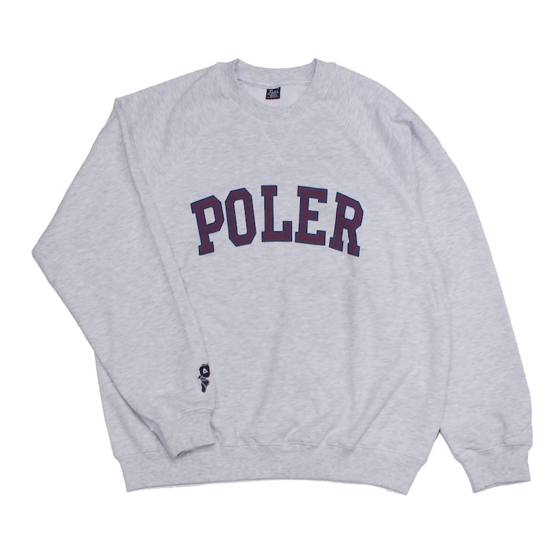 POLeR　クルースウェット　"COLLEGE RAGLAN CREW SWEAT"　(Ash Gray)