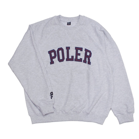 POLeR　クルースウェット　"COLLEGE RAGLAN CREW SWEAT"　(Ash Gray)