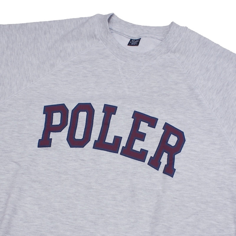 POLeR　クルースウェット　"COLLEGE RAGLAN CREW SWEAT"　(Ash Gray)