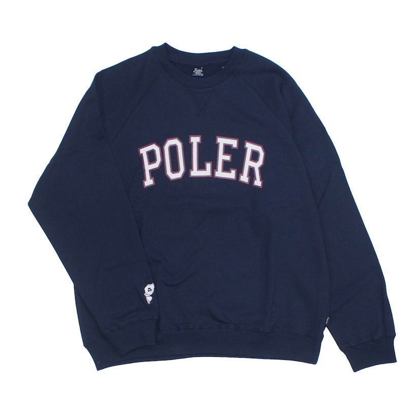 POLeR　クルースウェット　"COLLEGE RAGLAN CREW SWEAT"　(Navy)