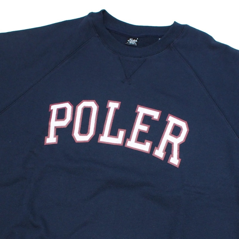 POLeR　クルースウェット　"COLLEGE RAGLAN CREW SWEAT"　(Navy)
