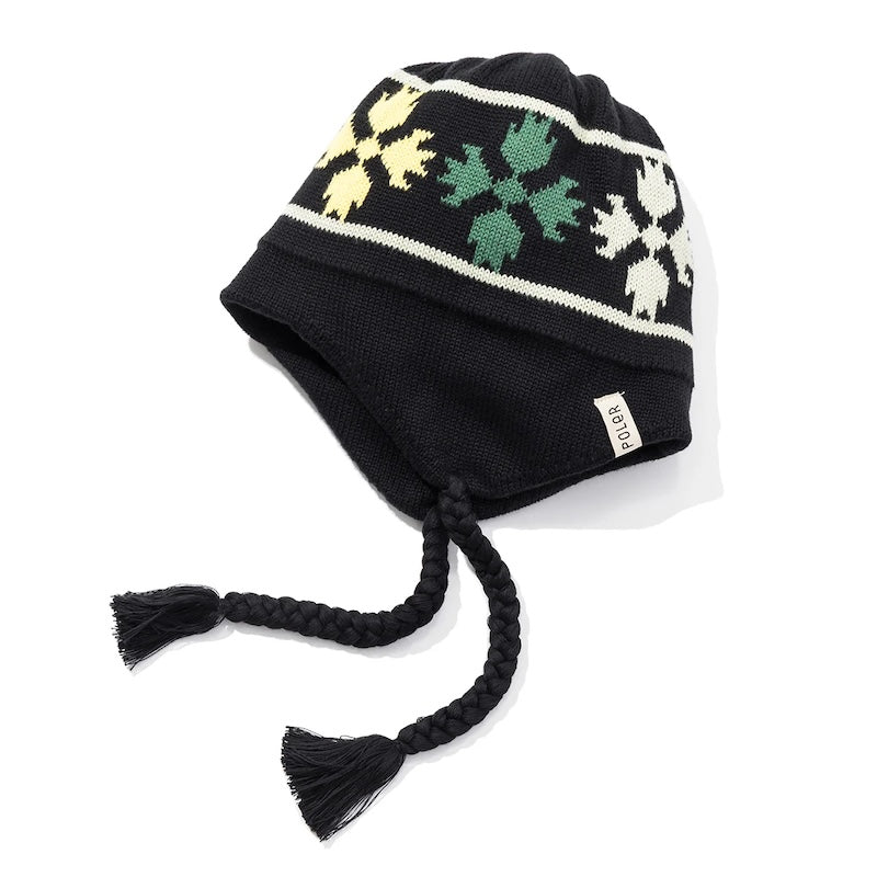 POLeR　ビーニー　"BEAR PAW FLAP BEANIE"　(Black)