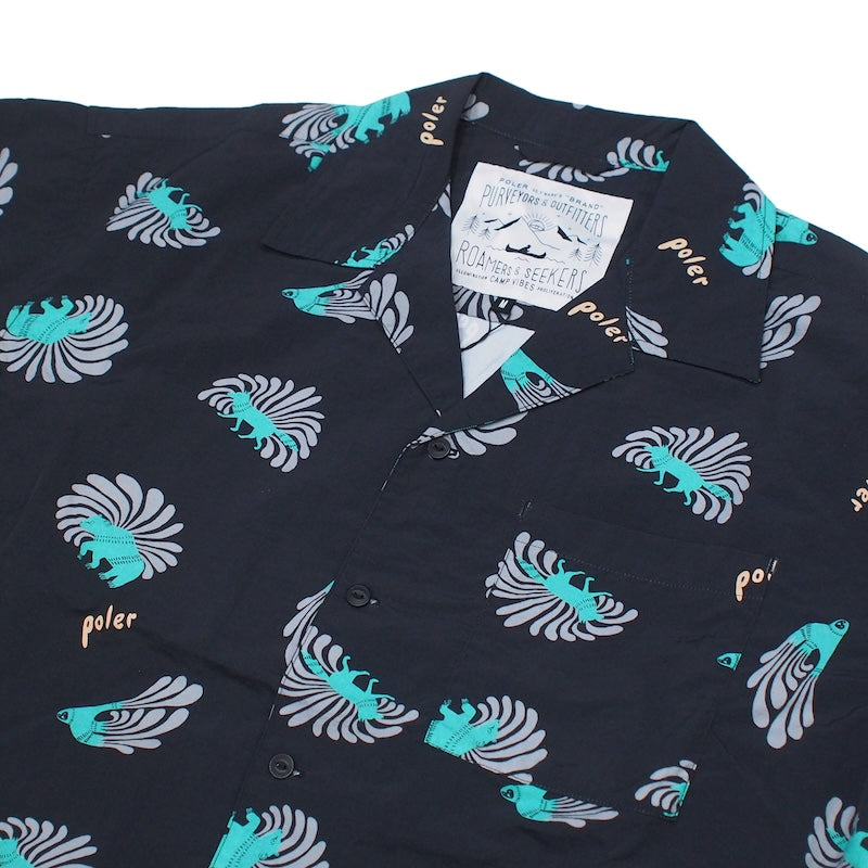 POLeR S/Sシャツ CRITTER ALOHA SHIRT ブラック 商品画像 クローズアップ