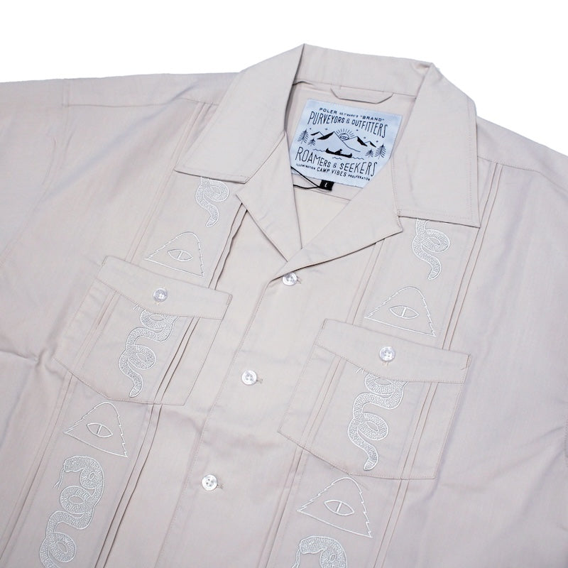 POLeR S/Sシャツ POLER GUAYABERA SHIRTS ベージュ 商品画像 クローズアップ