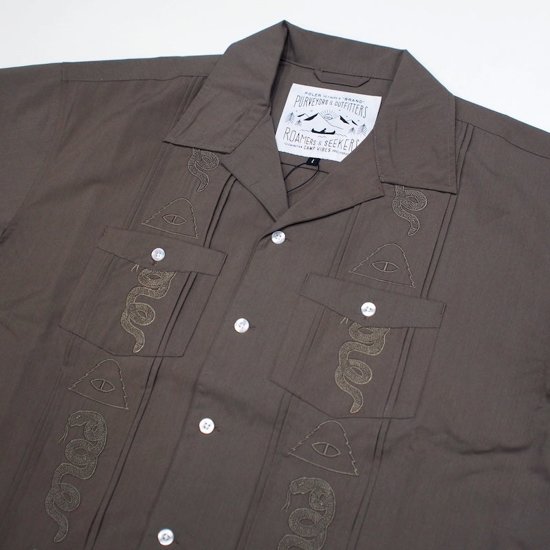 POLeR S/Sシャツ POLER GUAYABERA SHIRTS チャコール 商品画像 クローズアップ