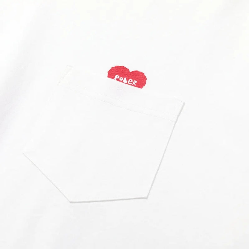 POLeR Tシャツ FURRY HEART RELAX FIT POCKET TEE ホワイト 商品画像 胸ポケット