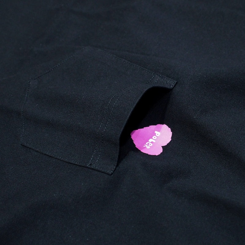 POLeR Tシャツ FURRY HEART RELAX FIT POCKET TEE ブラック 商品画像 胸ポケット