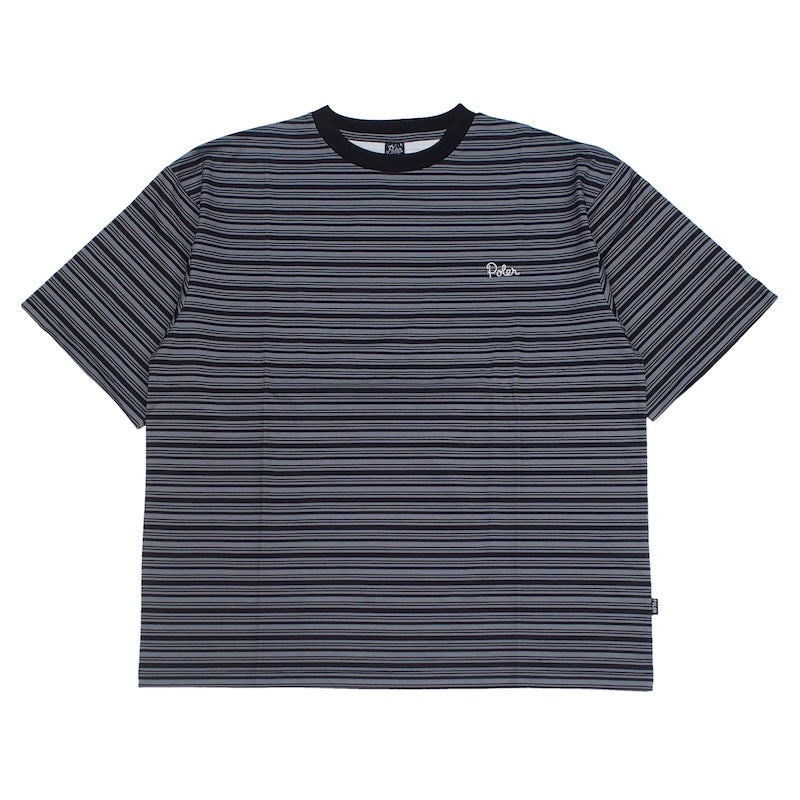 POLeR Tシャツ 90's STRIPE QUICK DRY TEE チャコール  商品画像 正面