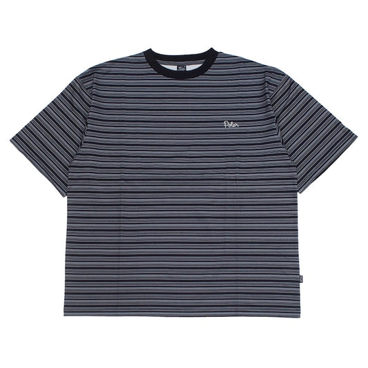 POLeR Tシャツ 90's STRIPE QUICK DRY TEE チャコール  商品画像 正面