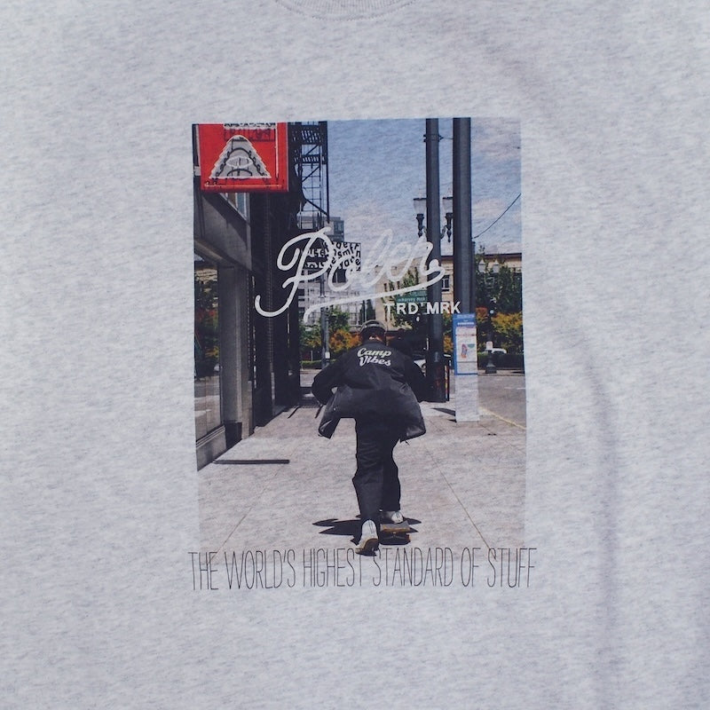 POLeR クルースウェット POLER PHOTO CREW SWEAT (Ash Gray) 商品画像 フロントプリント