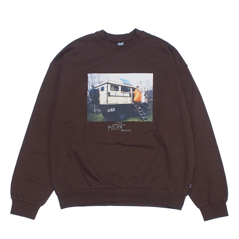 POLeR クルースウェット POLER PHOTO CREW SWEAT (Brown) 商品画像 正面
