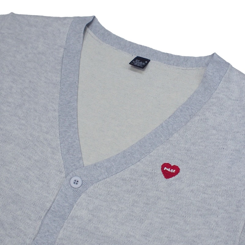 POLeR カーディガン FURRY HEART KINT CARDIGAN グレー 商品画像 フロント　クローズアップ