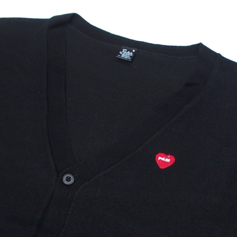 POLeR カーディガン FURRY HEART KINT CARDIGAN ブラック 商品画像 フロント　クローズアップ