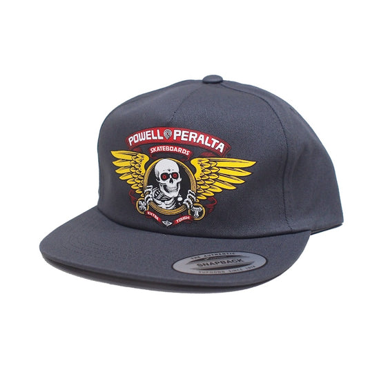 POWELL PERALTA キャップ WINGED RIPPER SNAPBACK CAP チャコール  商品画像 斜め