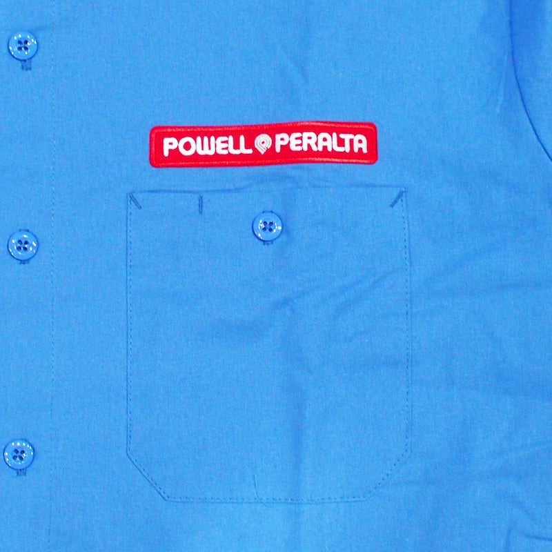 POWELL PERALTA S/Sシャツ SK8BOARD SKELTON S/S WORK SHIRTS ブルー 商品画像 胸ポケット