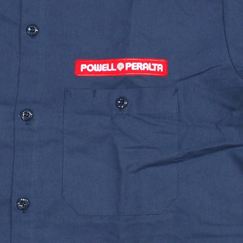 POWELL PERALTA S/Sシャツ WINGED RIPPER S/S WORK SHIRTS ネイビー 商品画像 胸ポケット
