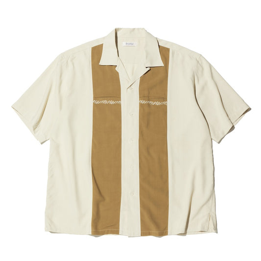 RADIALL　L/Sシャツ　"FLEETLINE FRIDAY OPEN COLLARED SHIRT S/S"　(Root Beer x Off White)