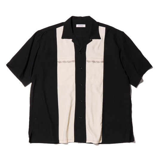 RADIALL　S/Sシャツ　"FLEETLINE FRIDAY OPEN COLLARED SHIRT S/S"　(Off White x Black)