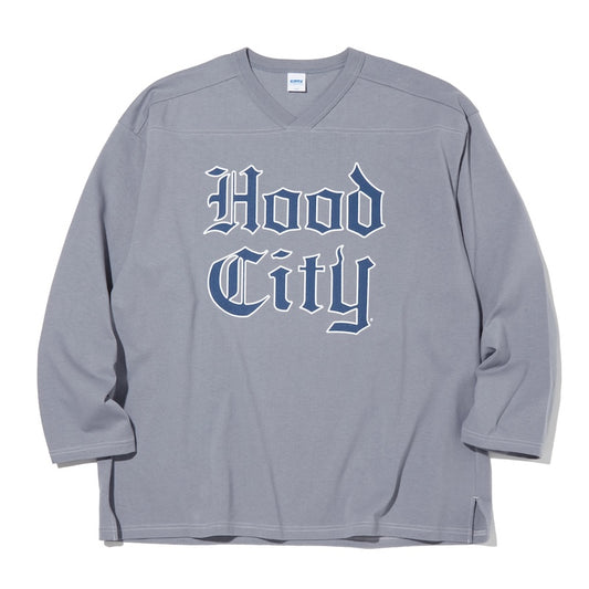 RADIALL　フットボールTシャツ　"HOOD CITY FOOTBALL T-SHIRT CROPPED SLEEVE"　(Steel Gray)