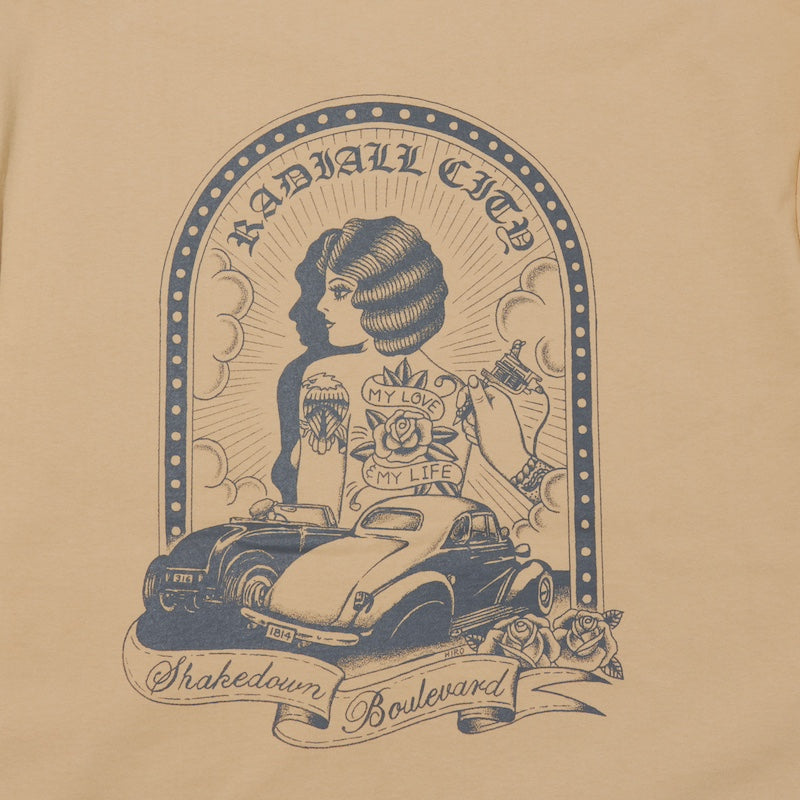 RADIALL　L/STシャツ　"SHAKEDOWN BOULEVARD CREW NECK T-SHIRT L/S"　(Tortilla Gold)