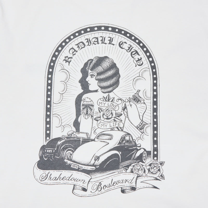 RADIALL　L/STシャツ　"SHAKEDOWN BOULEVARD CREW NECK T-SHIRT L/S"　(White)