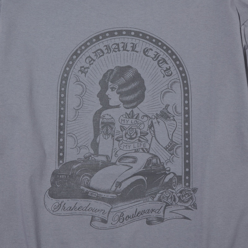 RADIALL　L/STシャツ　"SHAKEDOWN BOULEVARD CREW NECK T-SHIRT L/S"　(Steel Gray)