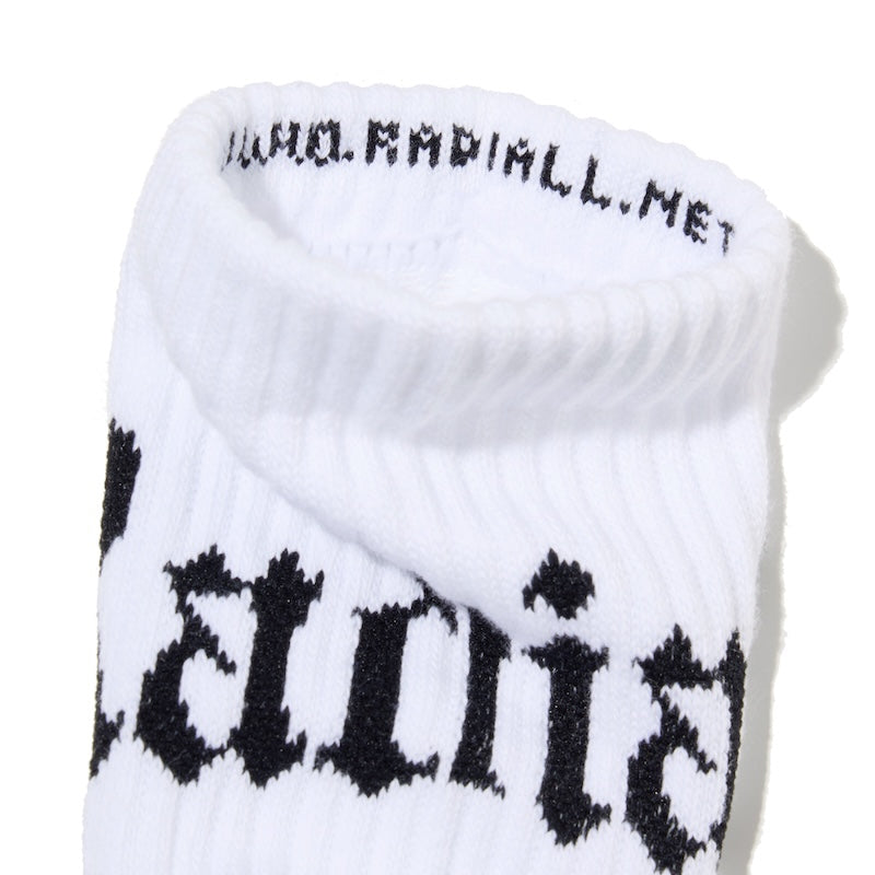 RADIALL ソックス CRADLE 1PAC SOX SHORT / DRALON ホワイト クローズアップ 履き口