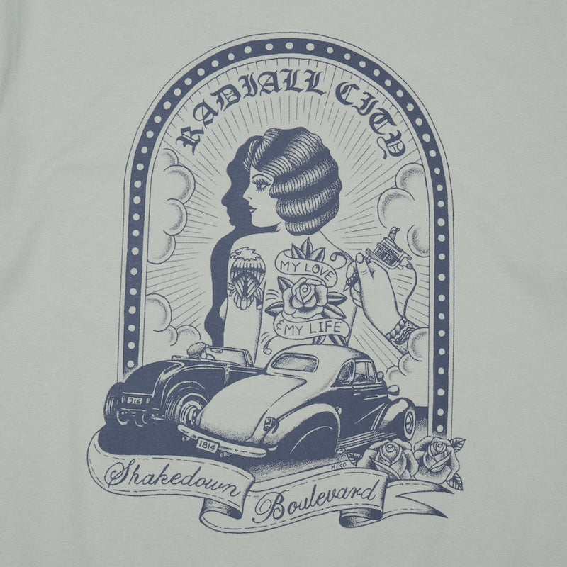 RADIALL　Tシャツ　"SHAKEDOWN BOULEVARD CREW NECK T-SHIRT S/S"　(Sage Green)