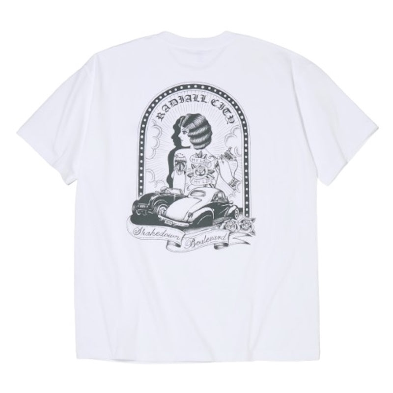 RADIALL Tシャツ SHAKEDOWN BOULEVARD T-SHIRT S/S ホワイト 背面