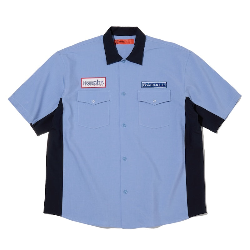 RADIALL S/Sシャツ LOWLANE REGULAR COLLARED SHIRT ブルー 正面