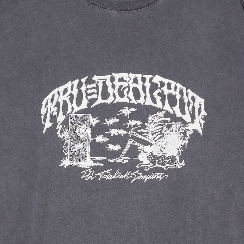 RADIALL Tシャツ WILL BE BACK CREW NECK T-SHIRT ブラック 正面 クローズアップ